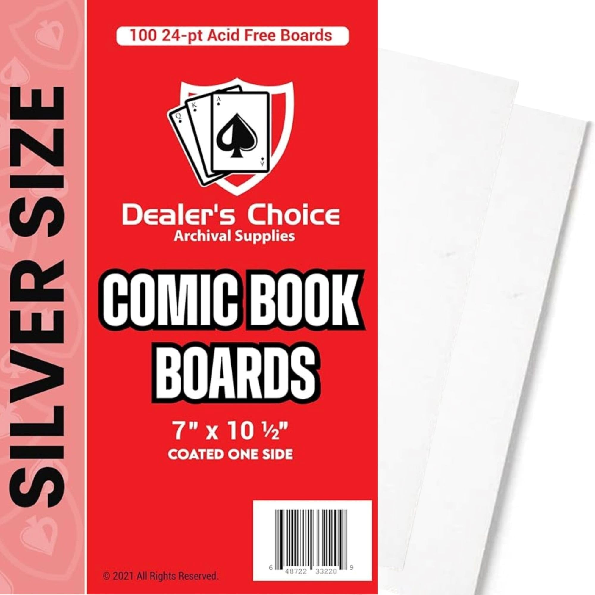 Photo 1 of Gemini Comic Book Boards | 24-pt Acid-Free, Coated One Side, Buffered with 3% Calcium Carbonate, 100 Comic Backing Boards, Precision Cut – Silver Size (7" x 10 1/2")