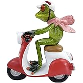 VVGIFTS Frog Figurines Decor Funny Cute Craft Resin Frog Sculpture Statue for Home Office Desk Tabletop Bathroom Decoration, Ornament Gift (Frog Riding Motorcycle)