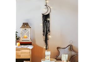 YIMERLEN Black Moon Dream Catcher, Bohemian Dream Catcher, Handmade Bohemian Dream Catcher for Mom, Friends, Women, Girls, Woven Wall Hanging, Bedroom Decoration (Moon-Black)