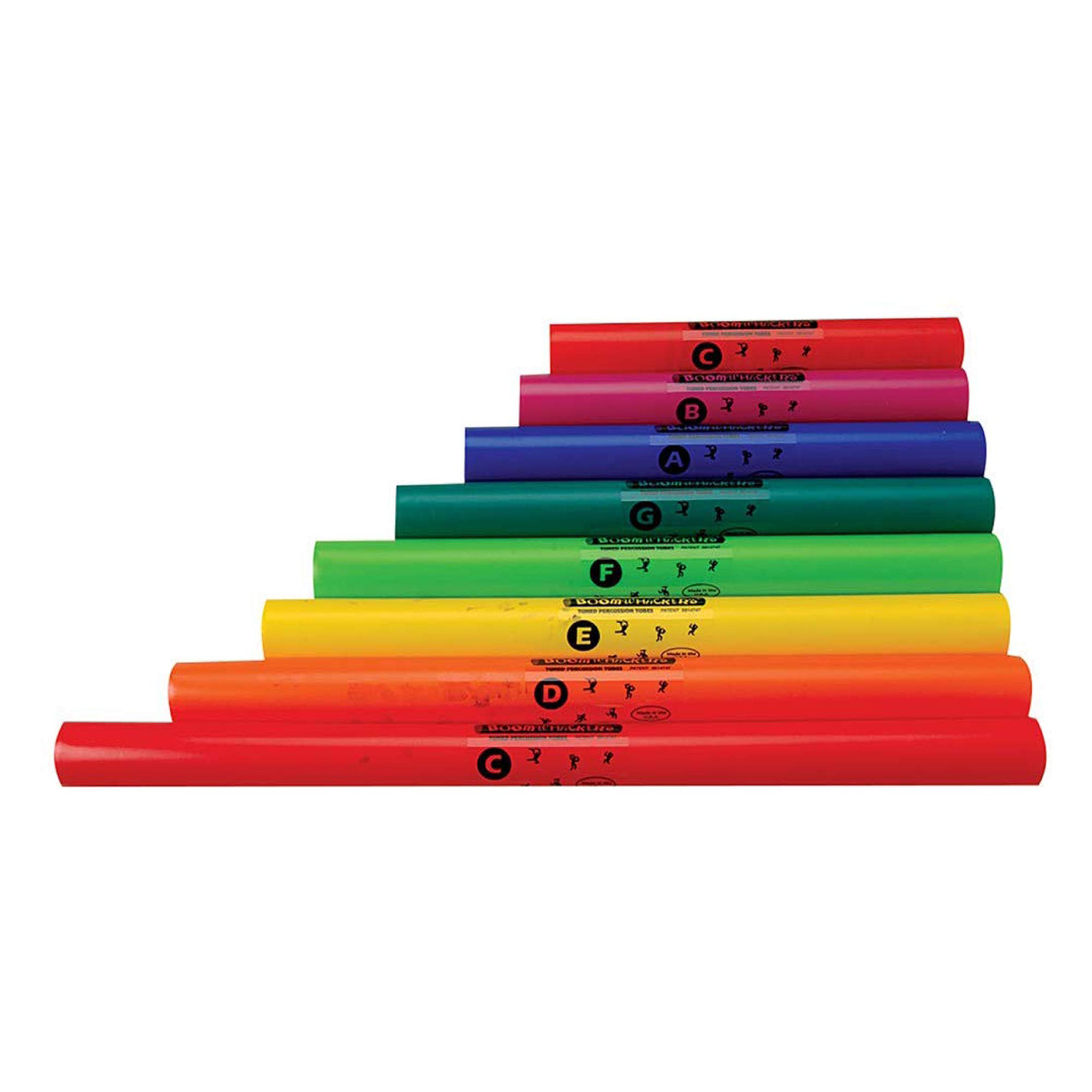 Constructive Playthings Boomwhackers Music Tubes, C to C Scale Musical Sound Tube, Classroom Instruments for Kids, Diatonic Set of 8