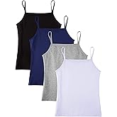 SATINIOR 4 Pieces Girls Dance Tank Top Sleeveless Spaghetti Strap Crop Tank Top for Dancewear