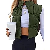 Athlisan Womens Cropped Puffer Vest Zip Up Stand Collar Lightweight Sleeveless Padded Gilet with Pockets