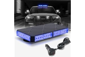 ELECHOI 12 Inch Roof Top Police Beacon Emergency Strobe Lights w/Magnetic Base, Mini LED Warning Traffic Hazard Caution Light Bar for Law Enforcement Vehicles Volunteer Firefighter Trucks (Blue)