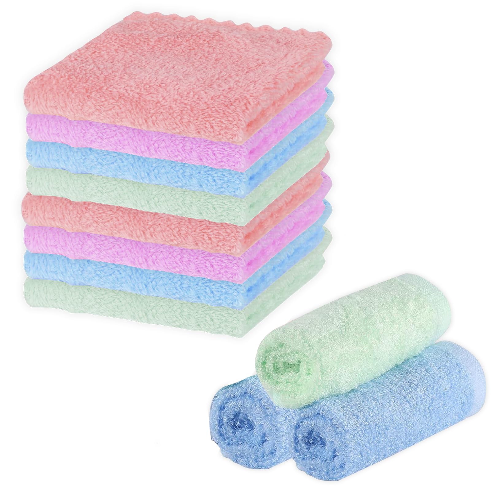 8 PCS Face Flannels - 30 X 30cm Cleansing Cloths for Face - Reusable - Suitable for Adults and Children - Beauty Spa Sports Daily Use