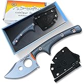 OUTDOOR ELEMENT Contour Feather Survival and Culinary Knives – VG10 Steel Fixed Blade with Fire Starter, Hex Driver, Knife Sharpener, Sheath & Built in Whistle - Built For Camping & Outdoor Adventure