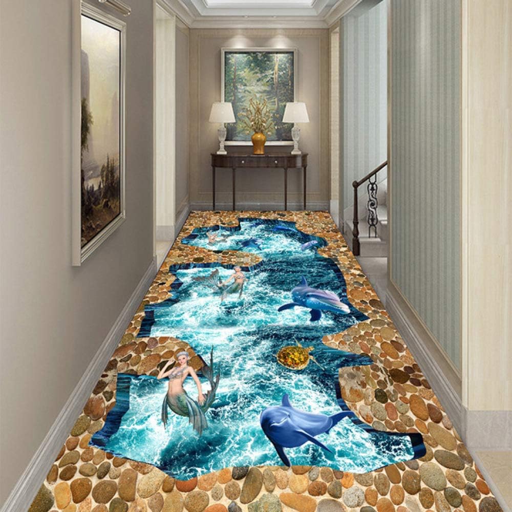 KFEKDT 3D Dolphin Corridor Mat Door Mat Bedroom Kitchen Carpet Children's Room Play Mat Bedside Area Rug Living Room Rug No-05 80x120cm