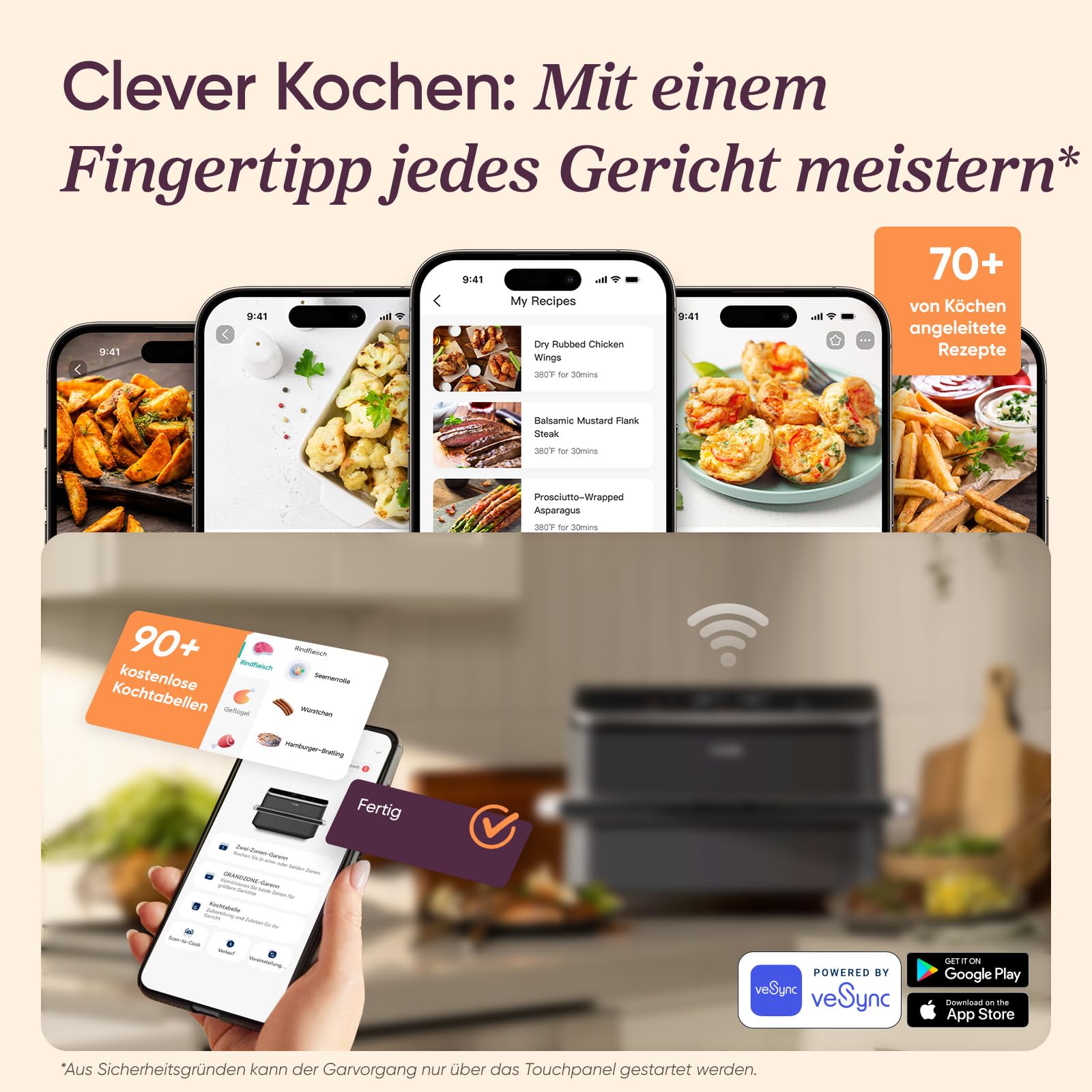 COSORI Heißluftfritteuse 2 Kammern, Dual Blaze TwinFry 10L Airfryer, mit 4 Heizrohren und flexiblen Kammern, gleichmäßige Hitzeverteilung, Temperatur bis 240 Grad C, Schwarz, TF102S 6