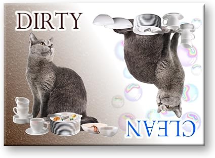 Amazon Com Russian Blue Cat Clean Dirty Dishwasher Magnet