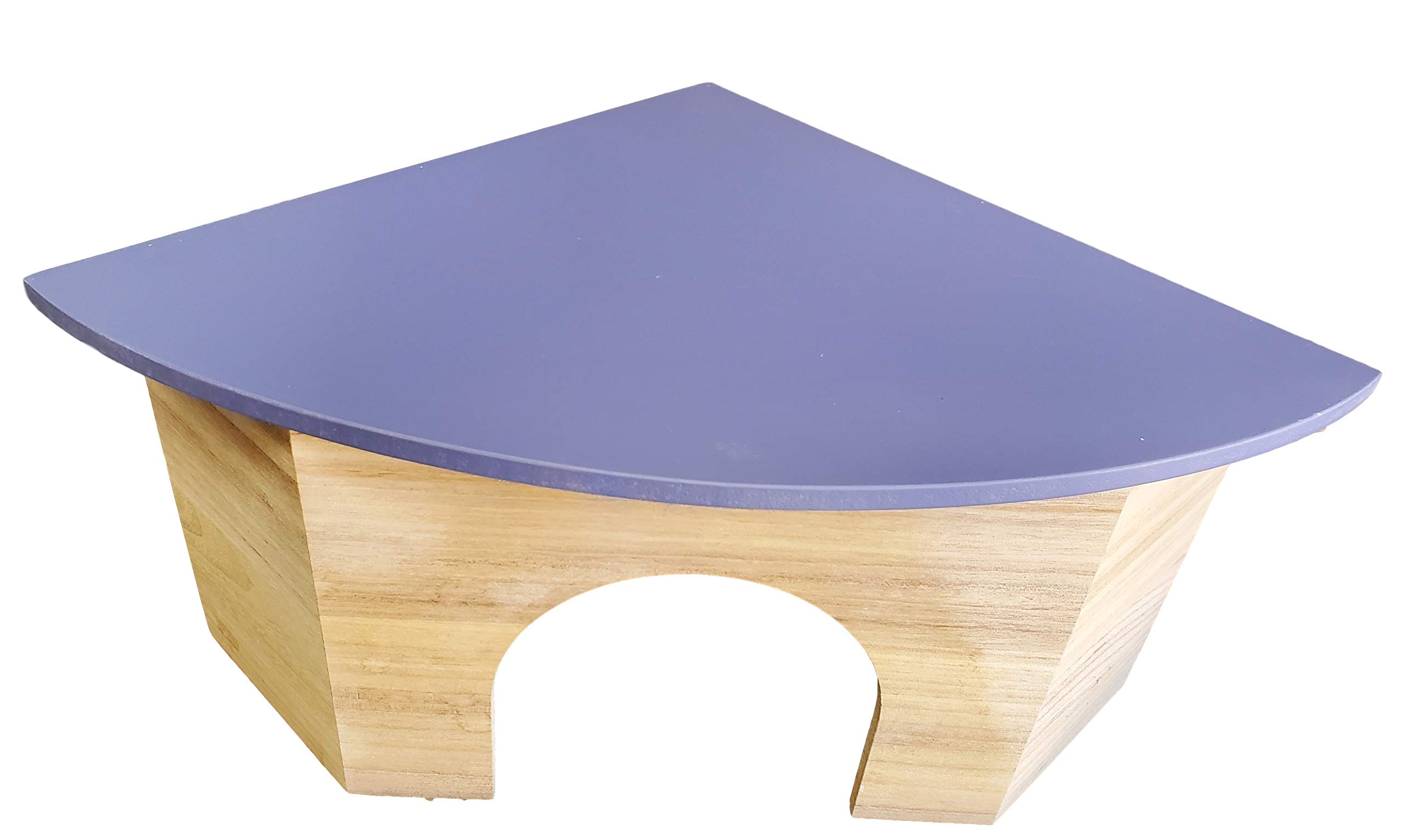 Piggies Choice The Space House All Natural Large Wooden Corner Hideout Guinea Pig and Bunny Hut (Periwinkle)