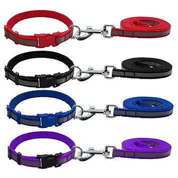 Petlicious & More 15 mm Paw Print Nylon Puppy Collar Harness & Leash Set for Small & Medium Dogs (Color May Vary) - Pack of (Collar + Harness + Leash)