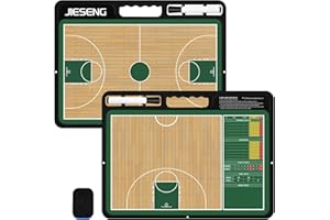 JIESENG Basketball Dry Erase Board for Coaches Portable Basketball Coaching Board with Double-Sided Full and Half-Court, Basketball Handheld Board for Basketball Strategy Adjustments for Coaches Gift