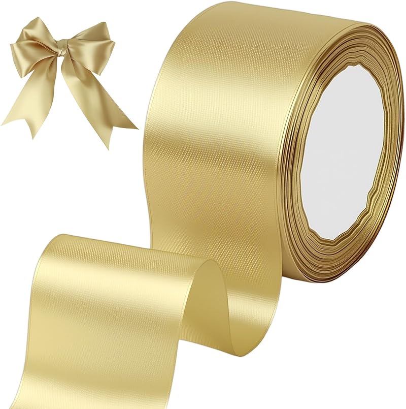 tenn well Gold Ribbon 50mm x 22m Satin Gift Wrapping Craft Ribbon