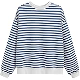 CIDER Womens Striped Sweatshirt Y2k Long Sleeve Crew Neck Fall Fashion Basic Casual Loose Pullover Top