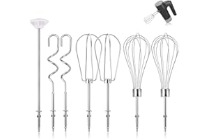 7 Pieces Hand Mixer Attachments Beater, Whisk, Dough Hooks, and Liquid Blending Rod, Hand Mixer Accessories Compatible with K