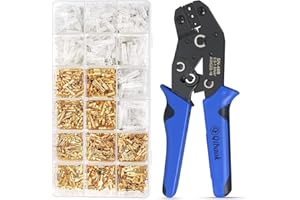Wire Terminal Crimping Tool Kit, Qibaok Ratcheting Wire Crimper AWG 22-16(0.5-1.5mm²) with 500PCS Female Male Spade Connectors & Bullet Connectors Terminals