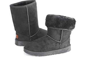 Moclever Boots For Women Snow Winter, Women Ladies Snow Boots Waterproof Faux Suede Mid-Calf Boots