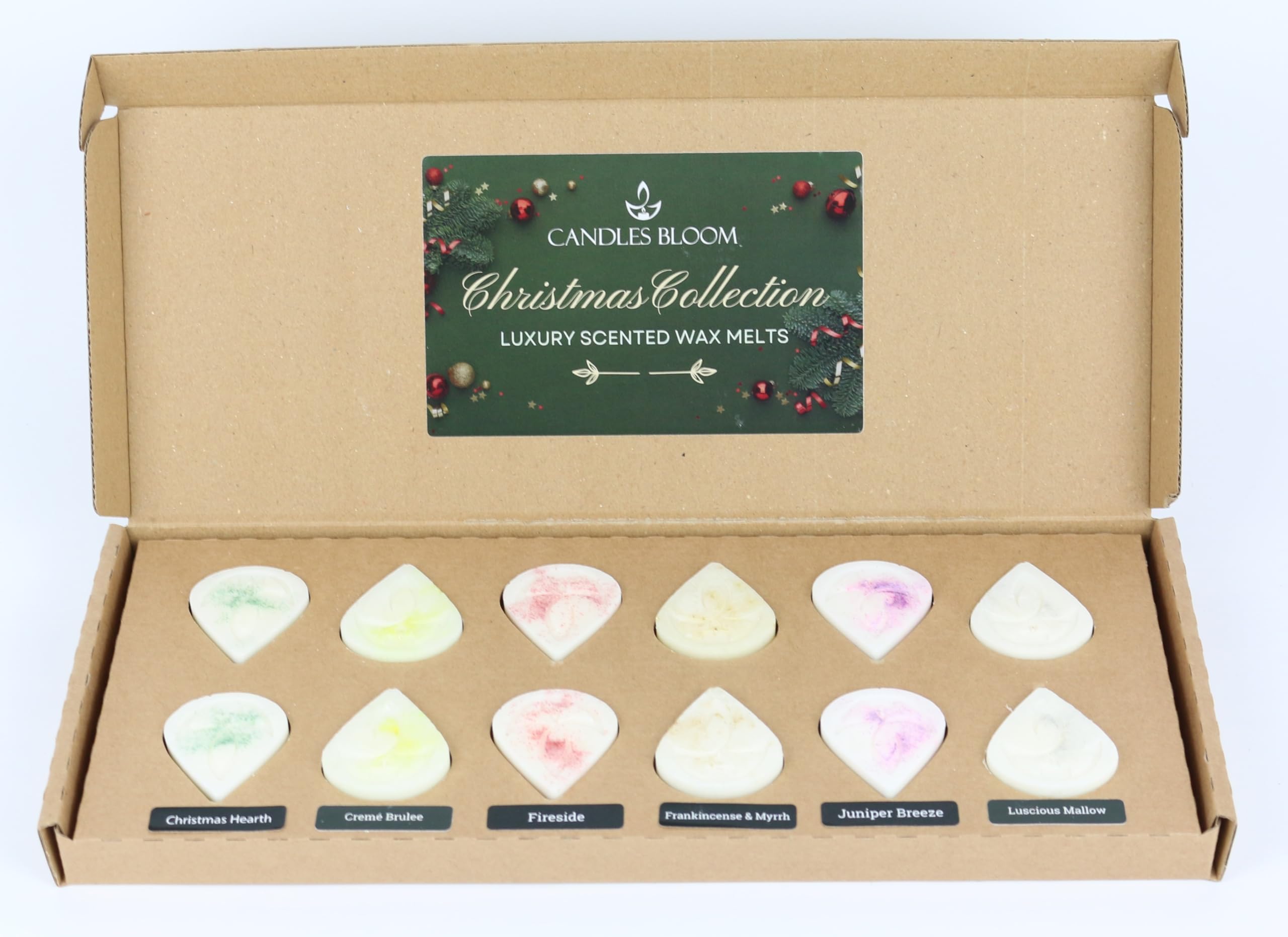 Christmas Wax Melts Collection Gift Set - Vegan & Eco Friendly - 12 Pack Gift Wax Melts Box for Festive Season. Handmade Prmium Quality Wax Melts