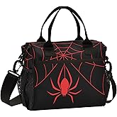 Glaphy Red Spider and Spider Web Halloween Lunch Bag Reusable Lunch Tote Bags Insulated Cooler Lunch Box Food Container for Men Women Adults