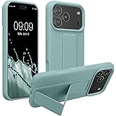 kwmobile Case Compatible with Apple iPhone 17 Pro Max - Case with Hand Strap and Stand Soft TPU Silicone Coating - Mint