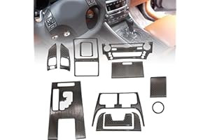 GXARTS 12Pcs Carbon Fiber Full Set Interior Decoration Trim Kit Compatible with Lexus IS250 Black 2006 2007 2008 2009 2010 20