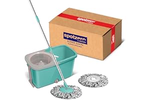 Spotzero Spin Mop and Bucket Set with Wringer, 360 Spinning Mops System with 2 Microfiber Refills,Extendable Handle, Liquid Dispenser, Floor Cleaning System (trapeadores para limpiar piso) Classic