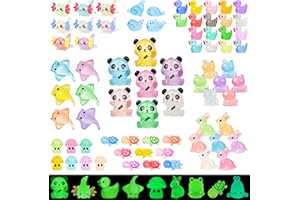 GENERIC 120 Pcs Luminous Mini Resin Animals Glow in The Dark Small Little Tiny Resin Figurines Ducks Axolotls Pandas Garden Miniature Figures for Crafts Micro Landscape Decoration Fairy Garden Accessories