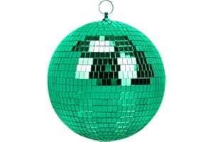 Mirror Ball with Hanging Ring, MUZTOP 8 Inch Disco Ball for Parties DJ Club Stage Wedding Home Decoration, Green