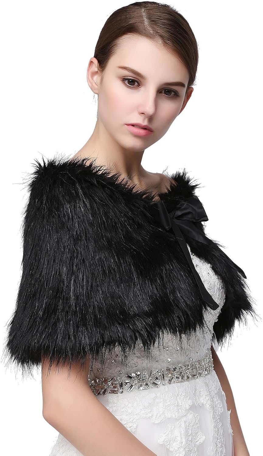 Sarahbridal Damen Kunstpelz Wrap Cape Hochzeit Stola-Schal Bolero f/&uuml;r Brautkleid Warm Winter Umhang S17012