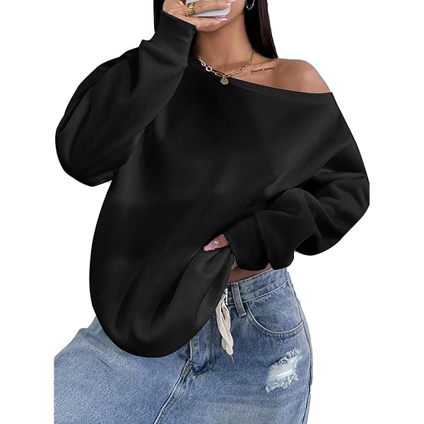 Hilinker Women's Graphic Off Shoulder Sweatshirt Casual