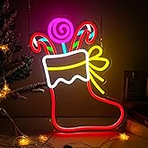 Mvorixa Christmas Stocking Neon Sign, Dimmable LED Neon Christmas Wall Lights, Xmas Decoration for Indoor Holiday Party, Kids Bedroom, Living Room, Bar, Pub, Xmas Tree, Window Display Decor, New Year Gift