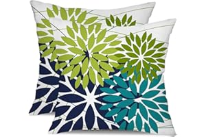 DFXSZ Outdoor Pillow Covers 16x16 Inch Set of 2 Dark and Light Green Flower Decorative Waterproof Summer Outdoor Pillow Covers Valentines Pillow Covers for Patio Funiture Garden Couch 168K16
