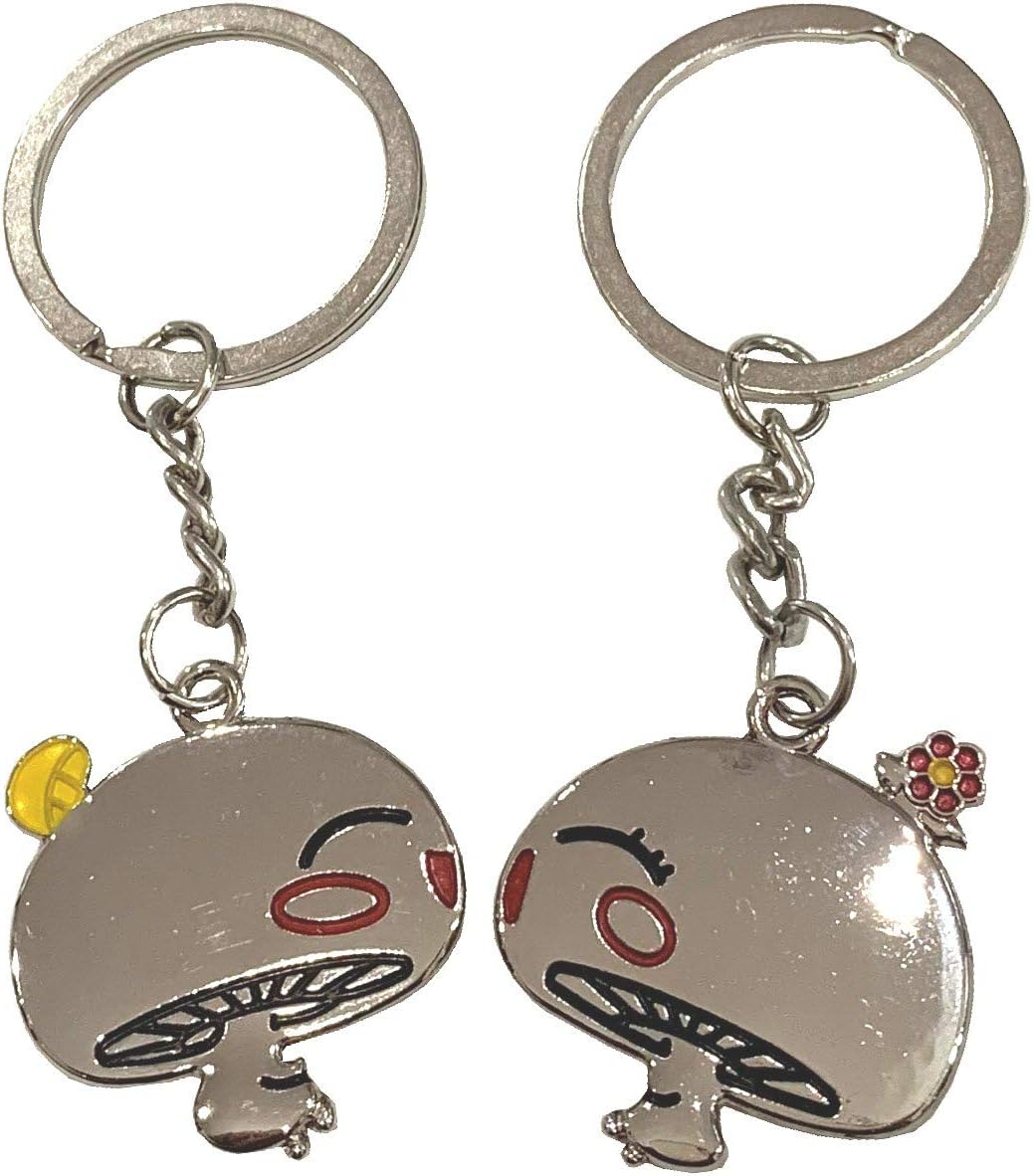 Mushroom Kissing Couple Keychain - His and Hers Lovers Set Key Chain