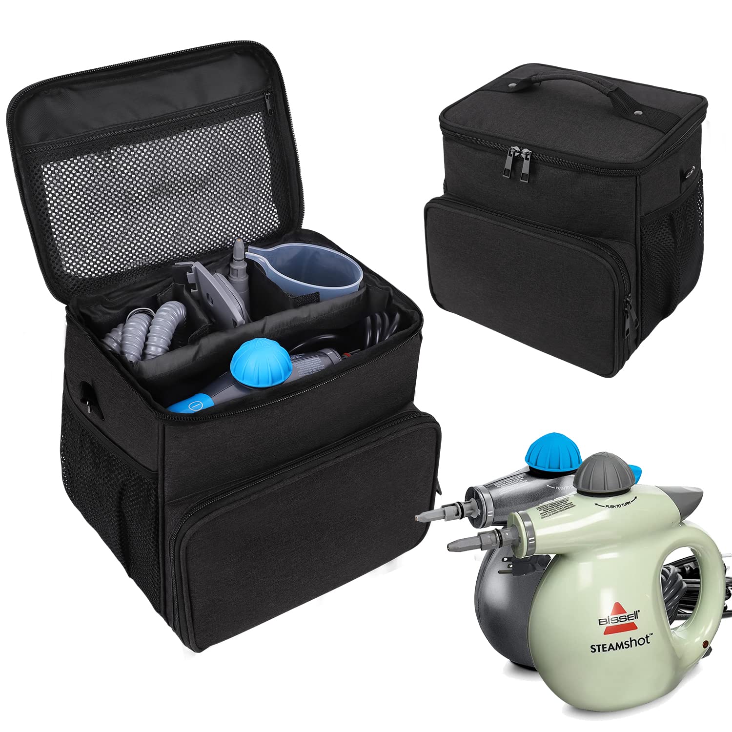 Photo 1 of Storage bag Compatible with Bissell SteamShot Hard Surface Steam Cleaner 39N7V/39N7A,Adjustable Compartments Steam Cleaner Storage Bag,Carrying Case with Pockets for Accessories(Bag Only)