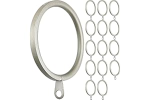 Meriville 14 pcs 1.5-Inch Inner Diameter Metal Flat Curtain Rings with Eyelets, Fits Up to 1 1/4-Inch Rod (Set of 14, Pewter)