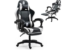 Gaming Chair with Footrest Ergonomic Computer Chair for Adult, Adjustable Headrest, Lumbar Pillow, Large Size Reclining Gamin