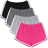 URATOT 4 Pack Yoga Short Pants Cotton Sports Shorts Gym Dance Lounge Shorts Dolphin Running Athletic Shorts for Women