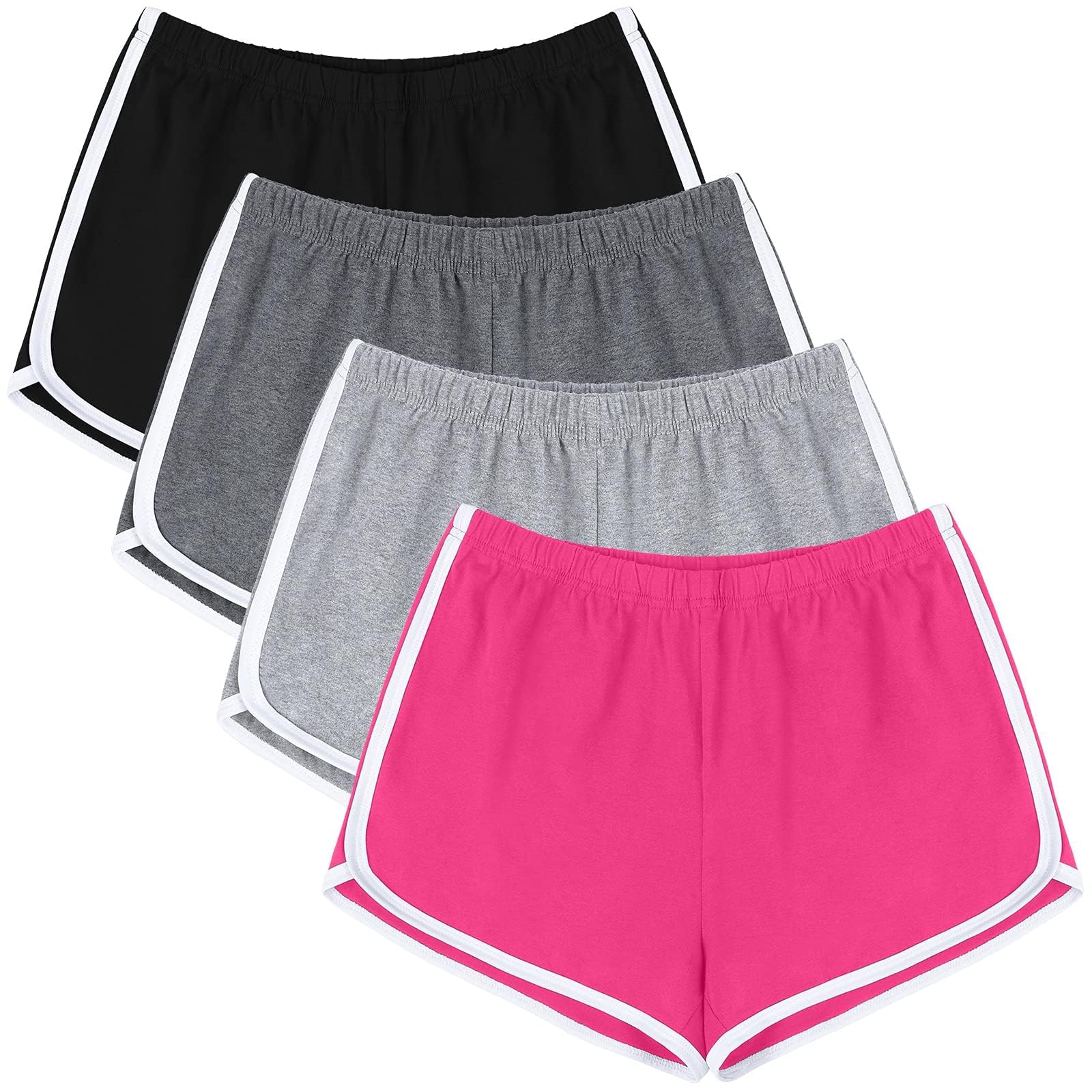 URATOT 4 Pack Yoga Short Pants Cotton Sports Shorts Gym Dance Lounge Shorts Dolphin Running Athletic Shorts for Women Image