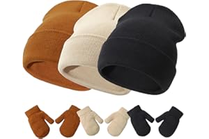 SEA ZAELA Baby Hats and Mittens Set Infant Toddler Beanie Caps Hospital Hat Set Newborn Gloves for Baby Boys Girls