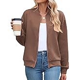 Hgyfcnb Womens Bomber Jacket Zip Up Textured Casual Lightweight Trendy Outerwear 2026 Spring Varsity Jackets