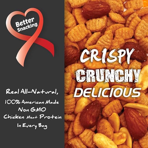 CHXN-SNX CRISPY PROTEIN BITES, SRIRACHA WITH PEANUTS AND ALMONDS, 7 SERVINGS, 70 GRAM OF PROTEIN PER BAG, 7.4 OUNCE