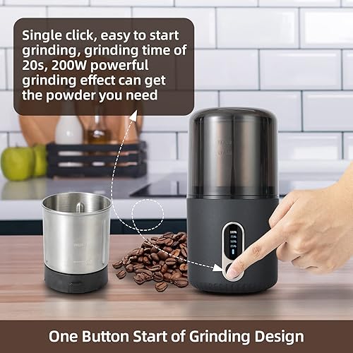 Electric Coffee Grinder, Wireless Powerful Coffee Bean Grinder
