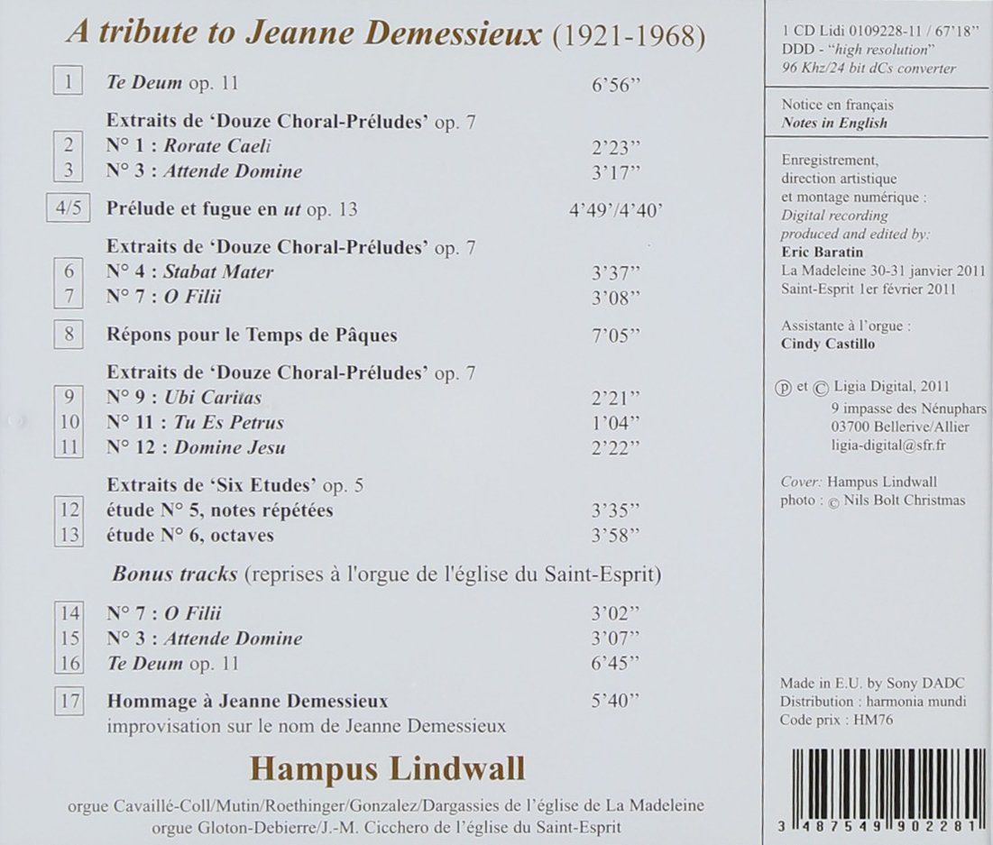 Demessieux J Tribute To Jeanne Demessieux Amazon Com Music