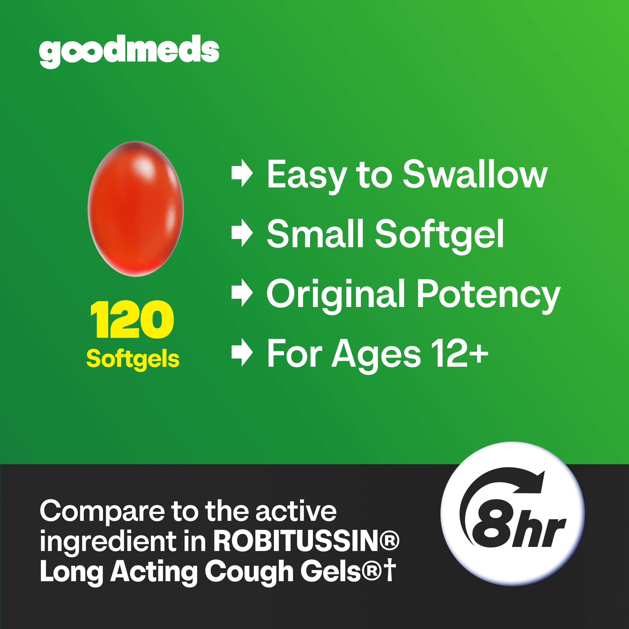 Cough Relief for Adults Softgels Dextromethorphan HBr (DXM) 15mg 8Hour, Non-Drowsy, Long-Lasting Bronchial Suppressant for Dry Cough and Chest Congestion (120 Count)