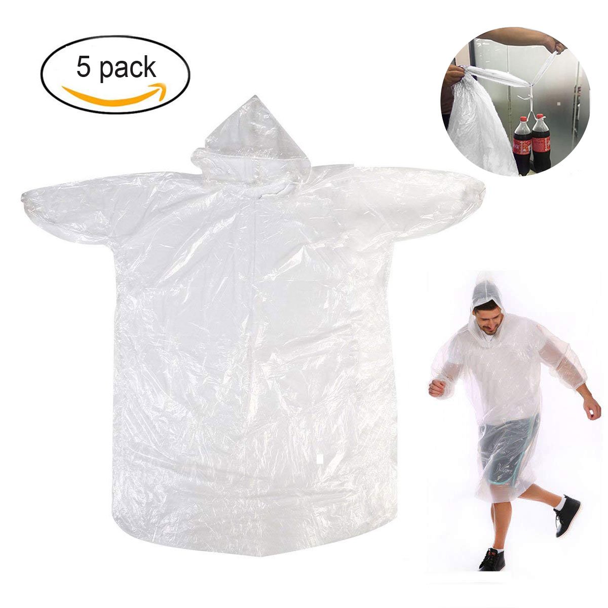 TopWill Disposable Rain Poncho, 3 Wire Thickness Emergency Waterproof Poncho Plastic Rain Poncho with Hood - Perfect for Outdoor Concert Theme Park Camping Hiking, etc