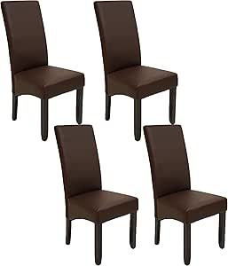 Pack de 4 sillas Osaka Color wengué de salón Comedor de Polipiel marrón