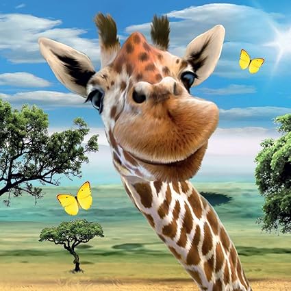 Carte D Anniversaire 3d Lenticulaire Holographique Girafe Selfie Girafe Amazon Fr Fournitures De Bureau