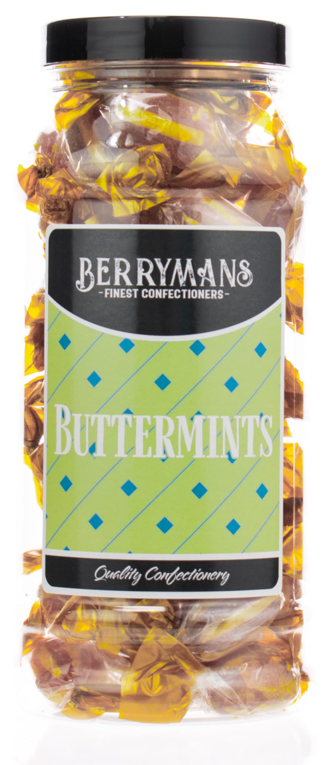 Original Buttermints Mint Mints Retro Boiled Sweets Gift Jar by Berrymans Sweet Shop - Classic Sweets, Traditional Taste.