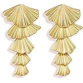 FILMOON Leaf Earrings Statement Dangle Earrings for Women,Gold-Plated Ginkgo Leaf Trendy Jewelry