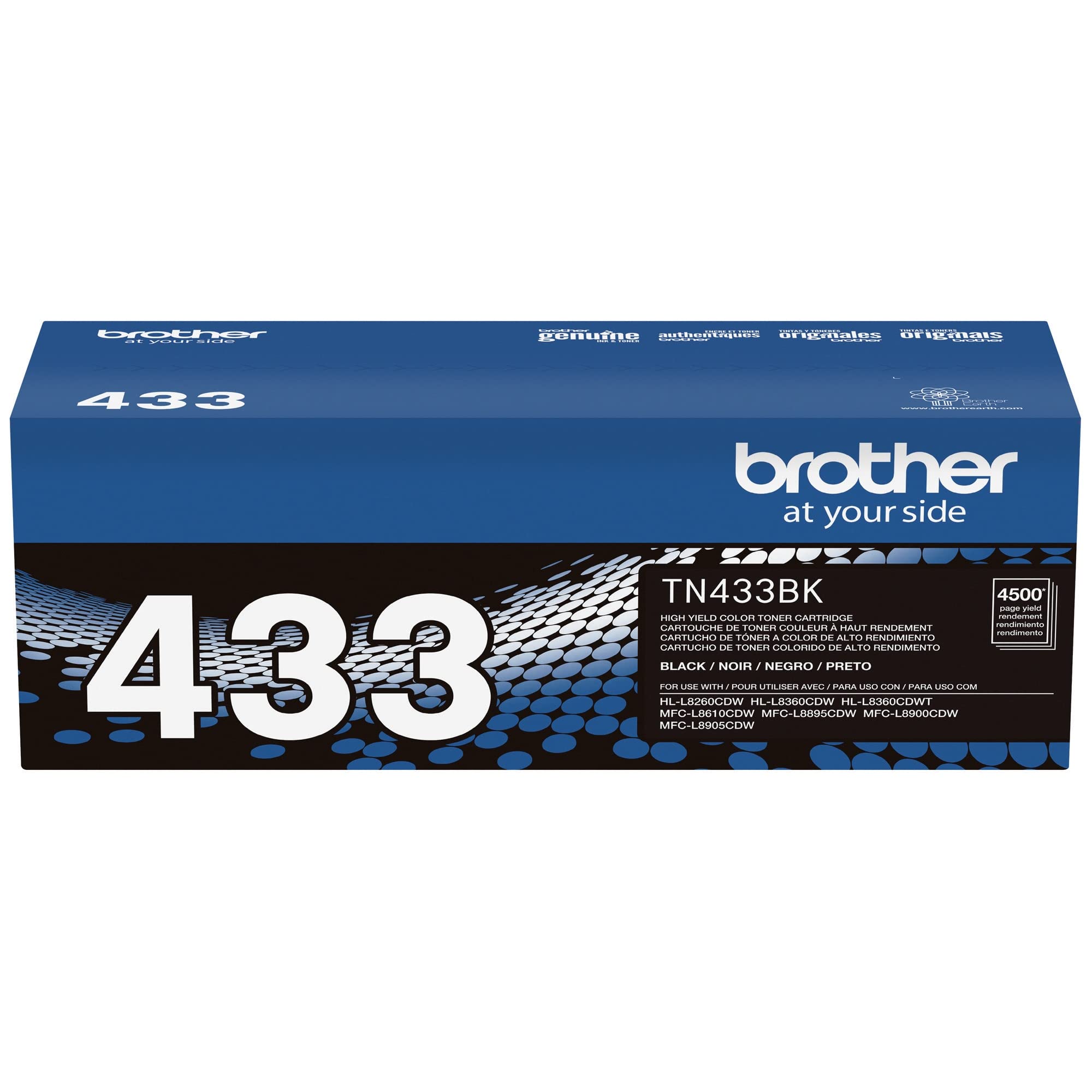Brother Genuine TN433BK High Yield Toner-Retail Packaging , Black, 1 Size