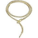 FANZE Halloween Snake Choker Necklace Bendable Waist Belt Chain for Women, Rhinestone Crystal Punk Medusa Emerald Snake Eye Chunky Necklace Costume Accessories, Decorative Statement Halloween Jewelry
